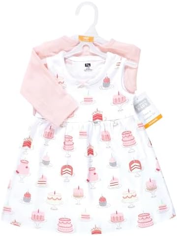 Hudson Baby Infant and Toddler Girls Cotton Dress and Cardigan Set - Image 2