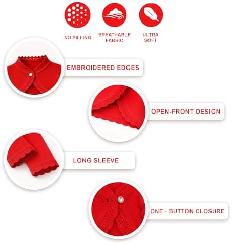 Lilax Little Girls' Knit Long Sleeve Button Closure Bolero Cardigan Shrug - Image 4