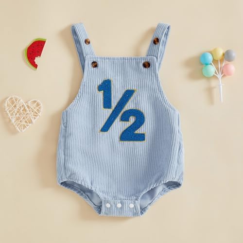 Honganda Baby Boy 1/2 Birthday Outfit Half Way to One Cake Smash Romper - Image 4