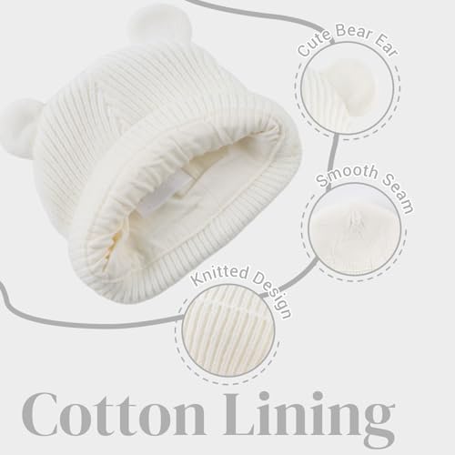 Bear Baby Beanie Knitted Baby Winter Hat Infant Toddler Boys Girls Beanie - Image 4