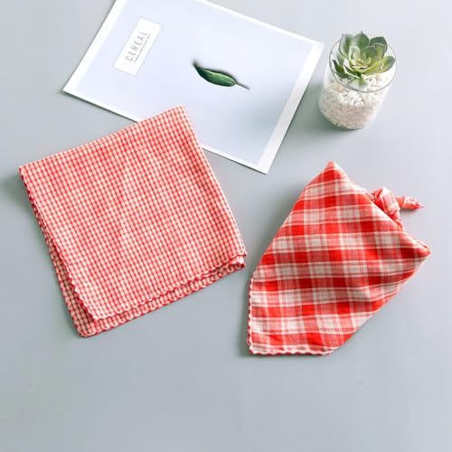 Double Layers Two Tones Dog Cotton Bandana Bibs Scarf DCB10 R&W - Image 5