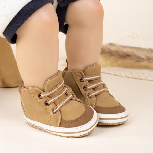 Meckior Toddler Baby Boys Girls High Tops Ankle Sneakers Soft Anti-Slip Sole PU - Image 2