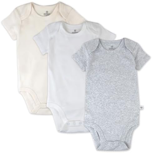 HonestBaby unisex-baby 3-pack Short Sleeve Bodysuits One-piece 100% Organic by HonestBaby