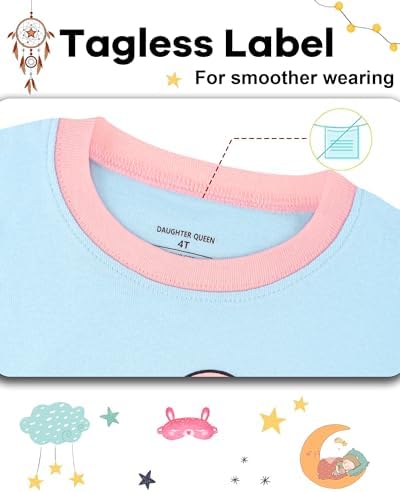 DAUGHTER QUEEN Girls Summer Pajamas Set 4 Pieces 100% Cotton Sleepwear Size 18 - Image 3