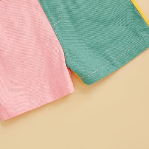 Fernvia Toddler Kids Baby Girl Boy Contrast Color Overalls Shorts Clothes - Image 5