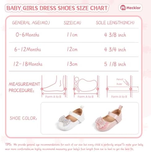Meckior Infant Baby Girls Soft Sole Bowknot Princess Wedding Dress Mary Jane - Image 6