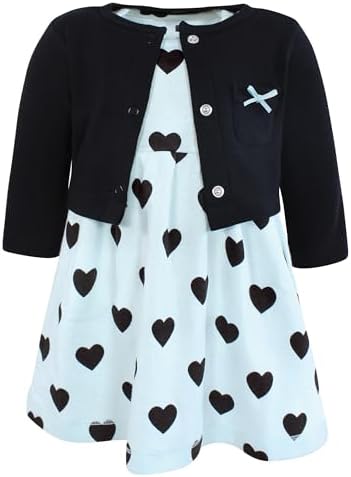Hudson Baby Infant and Toddler Girls Cotton Dress and Cardigan Set by HudsonBaby