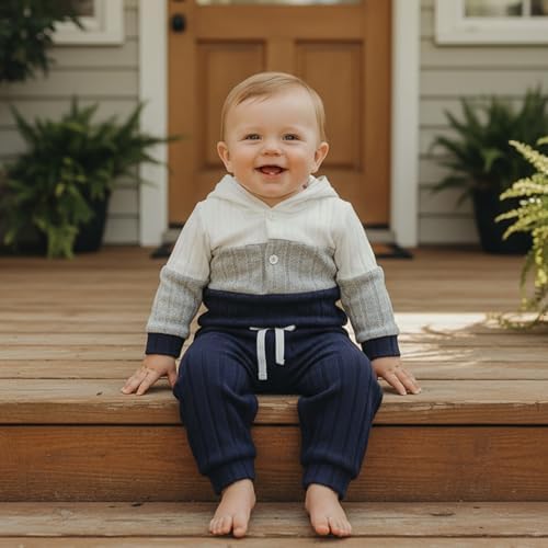 Giraropa Newborn Baby Boy Clothes Rib Knit Romper Jumpsuit Solid Sweater - Image 4