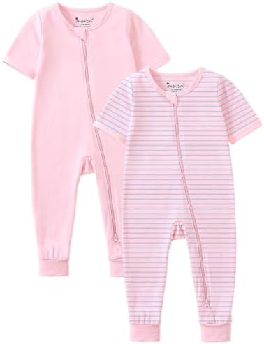 Jimonda Baby Romper Short Sleeve Cotton Pajamas 2-Way Zipper by JimondaBaby