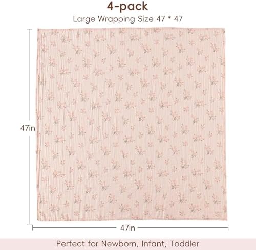 david's kids 4 Pack Baby Muslin Swaddle Blankets, 100% Cotton and Ultra Soft - Image 7