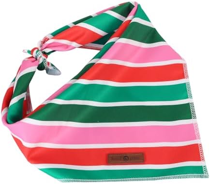 lionet paws Christmas Dog Bandana, Fabric Colorful Stripe Dogs Kerchief - Image 5
