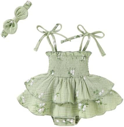 YOUNGER TREE Baby Girl Clothes Infant Summer Romper Dress Sleeveless Bodysuit by YOUNGERTREE