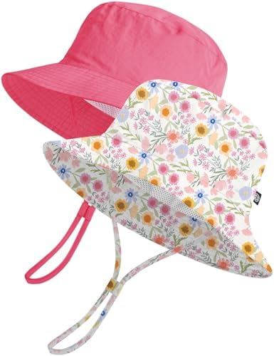 Toddler Bucket Hats UPF 50+ Baby Sun Hat Adjustable Kids Sun Protection Summer by MACOWCF