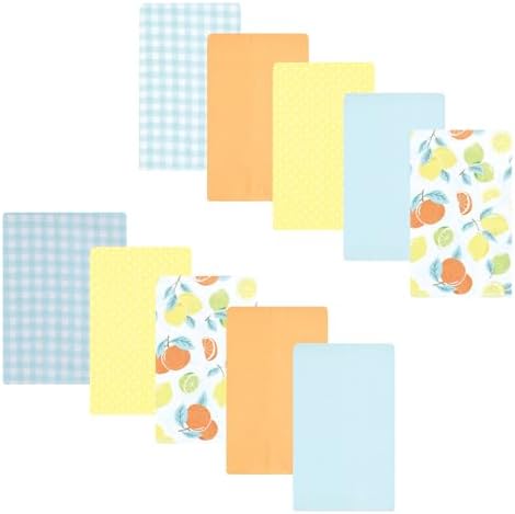 Luvable Friends Hudson Baby Flannel Burp Cloths 10pk, Pastel Citrus by Luvable+Friends