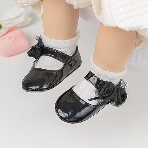 Meckior Infant Baby Girls Soft Sole Bowknot Princess Wedding Dress Mary Jane - Image 2