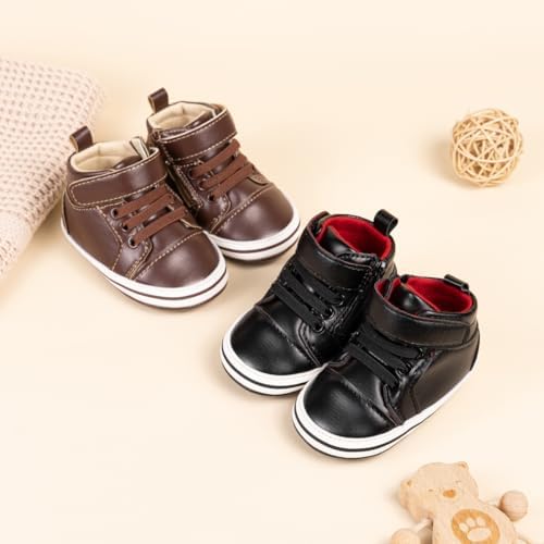 Meckior Toddler Baby Boys Girls High Tops Ankle Sneakers Soft Anti-Slip Sole PU - Image 4