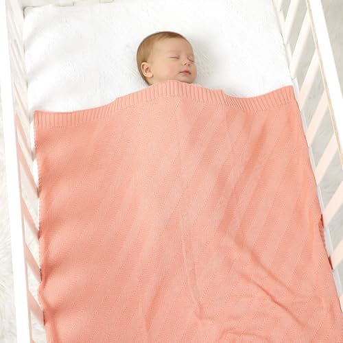 Avibae Knitted Baby Throw Blanket, Solid Color Swaddling Receiving Blanket - Image 6