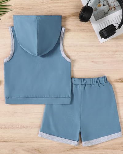 SANMIO Toddler Boy Clothes Summer Outfits Hoodie Tank Tops and Shorts Set - Image 7