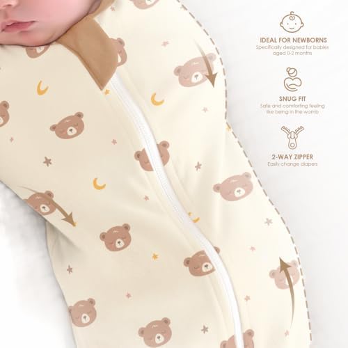 Baby Swaddle 0-2 Months, Cotton Arm-In Zipper Sleep Sack, Wearable Blankets Wrap - Image 5