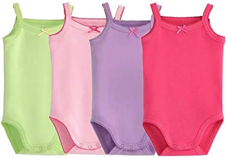 Girls Spaghetti Strap Bodysuit Sleeveless Tank Top Cotton One-Pieces Pack of by Blueleyu