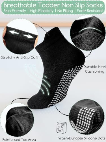 Aroveea Toddler Socks Non Slip Grip Ankle Baby 12 Pack - Image 6