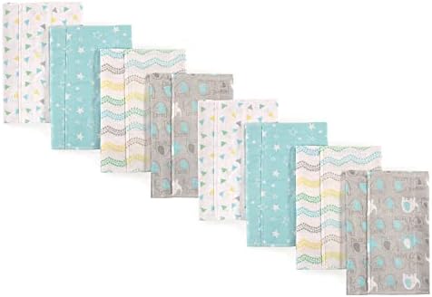 Luvable Friends Unisex Baby Cotton Flannel Burp Cloths, Basic Elephant 8-Piece by Luvable+Friends