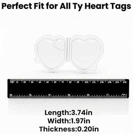32-Pack Beanie Baby Tag Protectors – Clear Plastic Heart Tag Covers - Image 3