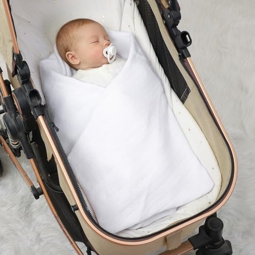 Avibae Knitted Baby Throw Blanket, Solid Color Swaddling Receiving Blanket - Image 7