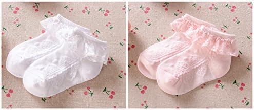 EPEIUS Baby Girl Ruffle Socks, Eyelet Frilly Lace Socks - Image 3