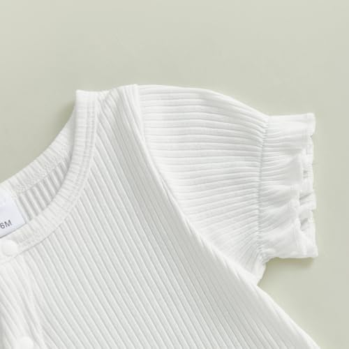 Fernvia Newborn Baby Girl Clothes Solid Color Ribbed Knit Ruffle Romper Preemie - Image 5