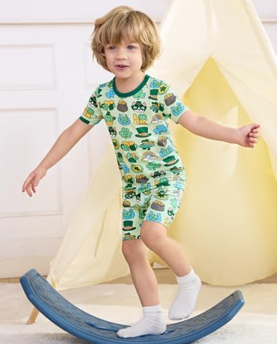 babee Reshinee Bamboo Viscose Toddler Boys Pajamas Set, Short Sleeve Kids - Image 3
