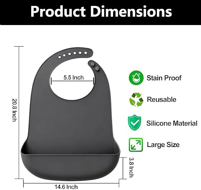 Silicone Adult Bib, Adjustable and Washable Bib - Image 9