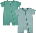 Teach Leanbh Unisex Baby 2 Pack Pajamas Cotton Short Sleeve Zipper Romper by TeachLeanbh