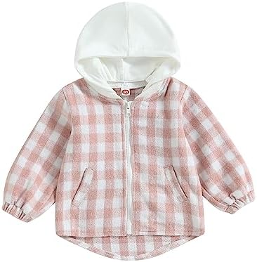 Douhoow Toddler Baby Plaid Jacket Baby Boy GIrl Flannel Hoodies Zip Up Hooded by DouhoowBabyKidsClothes