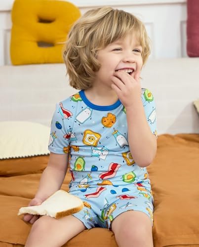 babee Reshinee Bamboo Viscose Toddler Boys Pajamas Set, Short Sleeve Kids - Image 4