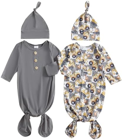 2-Pack Baby Sleeper knotted Gown Boy Girl Nightgown by Merqwadd
