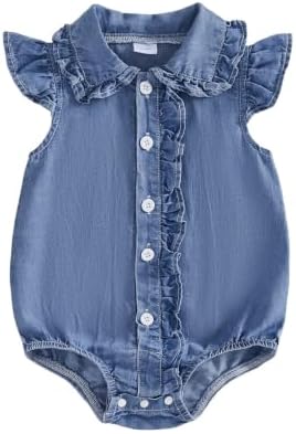 Baby Girl Denim Outfit Button Romper Jean Jumpsuit Shorts Overalls Toddler by Emmababy