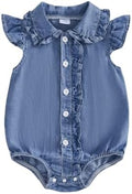 Baby Girl Denim Outfit Button Romper Jean Jumpsuit Shorts Overalls Toddler by Emmababy