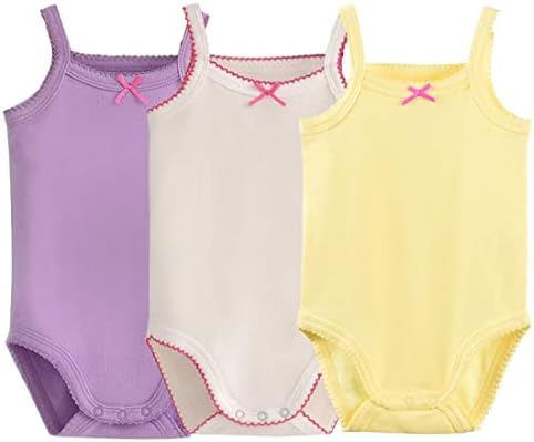 Girls Spaghetti Strap Bodysuit Sleeveless Tank Top Cotton One-Pieces Pack of by Blueleyu