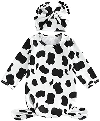 Newborn Baby Girl Floral Sleep Gown Headband Sleepwear Outfit by Merqwadd