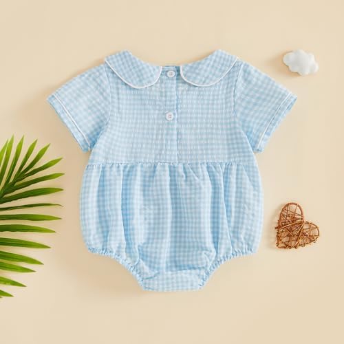 Baby Boy Girl Bubble Romper Short Sleeve Collar Summer Bodysuit - Image 3