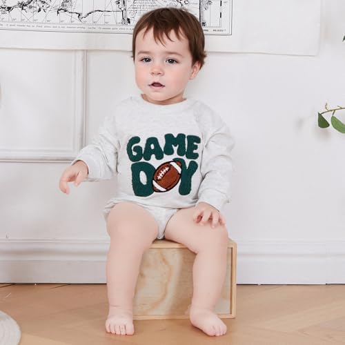 VISGOGO Newborn Infant Baby Boy Oversized Romper Sweater Bodysuits Coming Home - Image 2