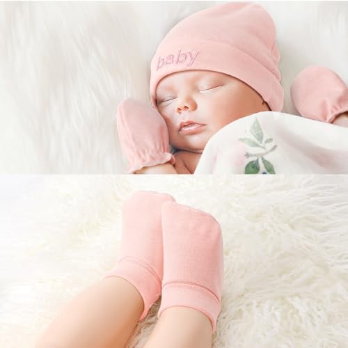 BQUBO Newborn Baby Hat Mittens Socks Set Infant Cotton Beanie Gloves Thick Warm - Image 3