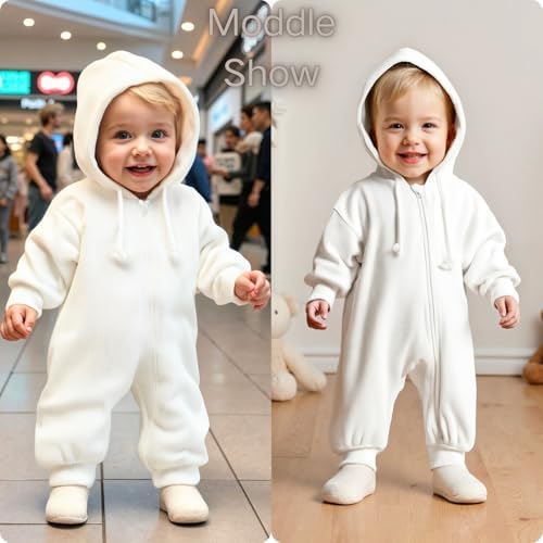 Unutiylo Unisex Baby Boys Girls Long Sleeve Infant Baby Zipper Hooded Jumpsuits - Image 2