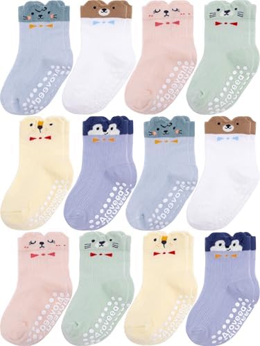 Aroveea Toddler Socks Non Slip Grip Ankle Baby 12 Pack by Aroveea