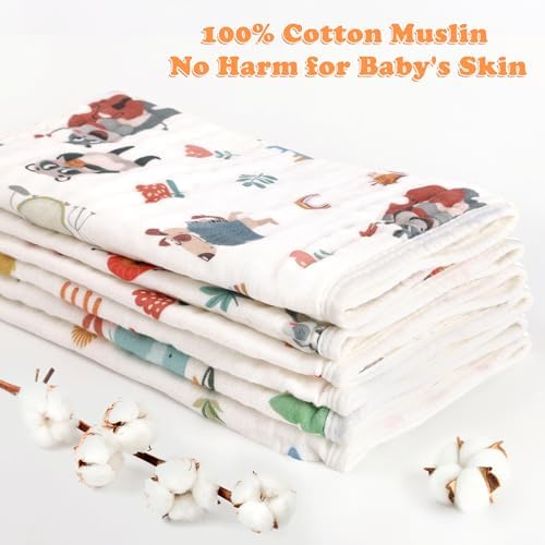 Baby Burp Cloths Muslin Washcloths 6 Pack Cotton Burp Rags - Image 3