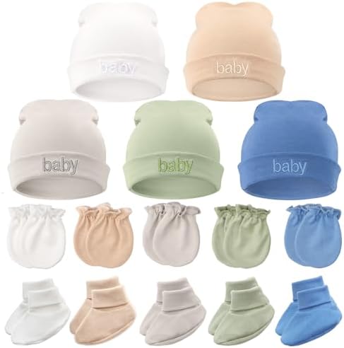 BQUBO Newborn Baby Hat Mittens Socks Set Infant Cotton Beanie Gloves Thick Warm by DRESHOW