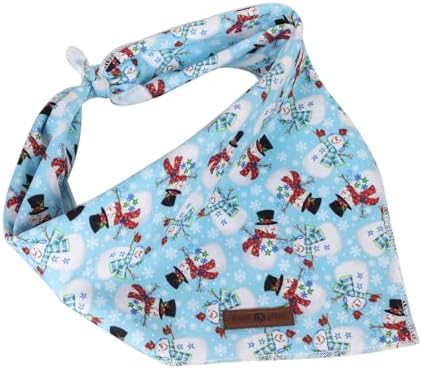 Lionet Paws Christmas Dog Bandana, Fabric Snowman Blue Dogs Kerchief - Image 5