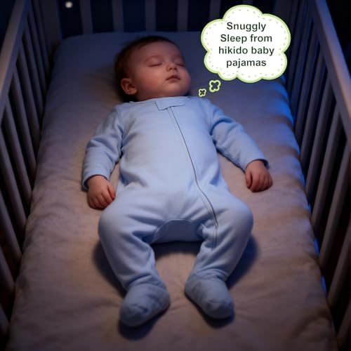 Hikido Baby Romper 100% Organic Cotton Pajamas One Piece Long Sleeve Zipper - Image 4