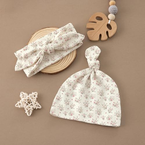 Newborn Swaddle Set with Matching Hat and Headband Bow, Wooden Birth - Image 4